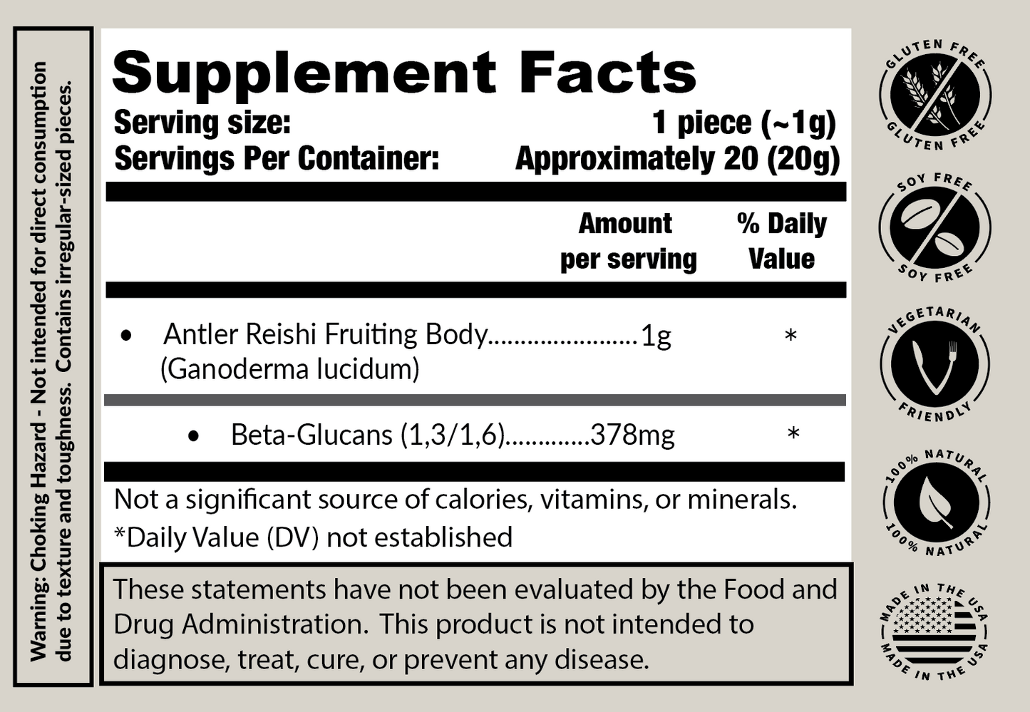 Tremetes Antler Reishi Fruiting Body | 37.8% Beta-Glucans (Lab Verified) | No Extracts, No Fillers, No Additives | Encourages Calm, Vitality & Enduring Well-Being