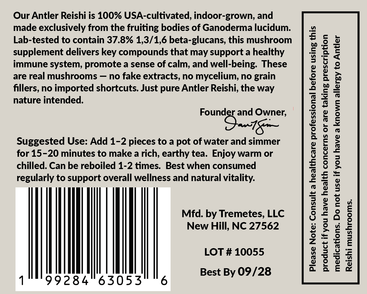 Tremetes Antler Reishi Fruiting Body | 37.8% Beta-Glucans (Lab Verified) | No Extracts, No Fillers, No Additives | Encourages Calm, Vitality & Enduring Well-Being